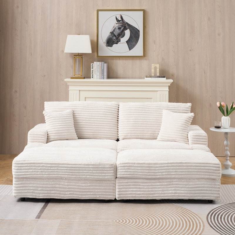 Canapé modulaire Aura avec rangement caché, coussin à ressorts indépendant et mousse viscoélastique, Blanc