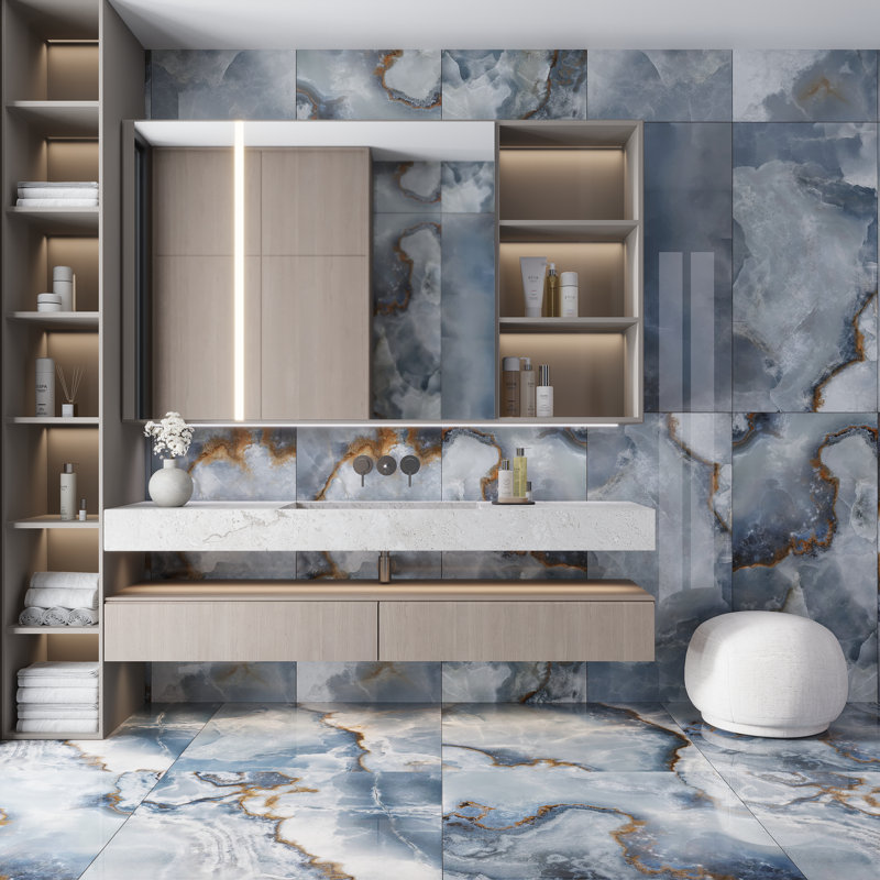 Splendor 24'' W x 48'' L Porcelain Singular Tile, Blue