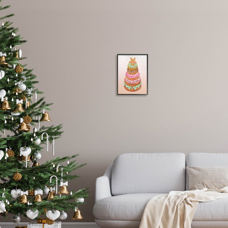 Beignets saisonniers empilés - 252, Giclée encadrée noir minuit, H 14 po x l 11 po x P 1,5 po