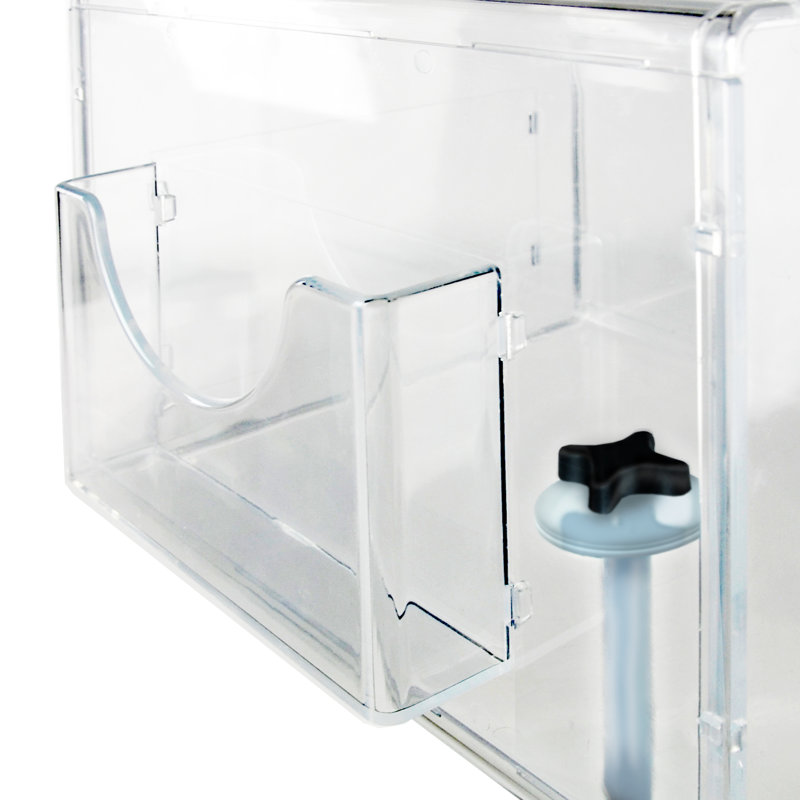 Extra Large Clear Lottery Box on Adjustable Pedestal Floor Stand w/ Pocket, Lock & Keys on Pedestal