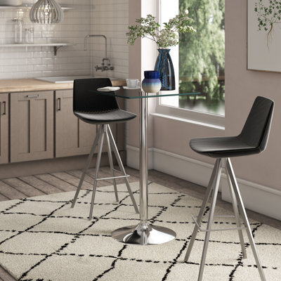 Bauder Glass Top Metal Base Dining Table