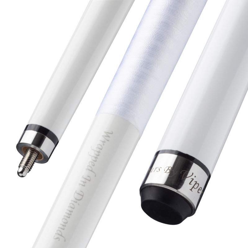 58" White and Beige Maple Wood Pool Cue with Stainless Steel Joint