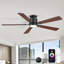 Ventilateur de plafond intelligent de 132 cm avec éclairage DEL et éclairage d'ambiance RVB, application et télécommande, moteur CC réversible silencieux, 6 vitesses, montage encastré, pour salon et chambre.-704676772
