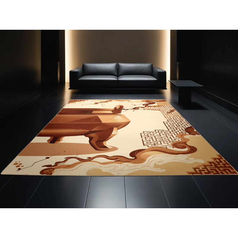 Tapis oriental doux moelleux Aditya Classic - beige, 7 x 9