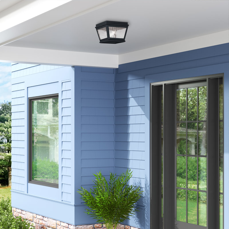 Bethlyn 8'' W Outdoor Flush Mount, Black