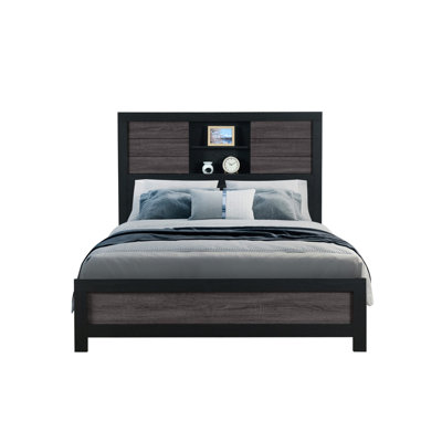 Lisbon Grey And Black Bookcase Full Bed