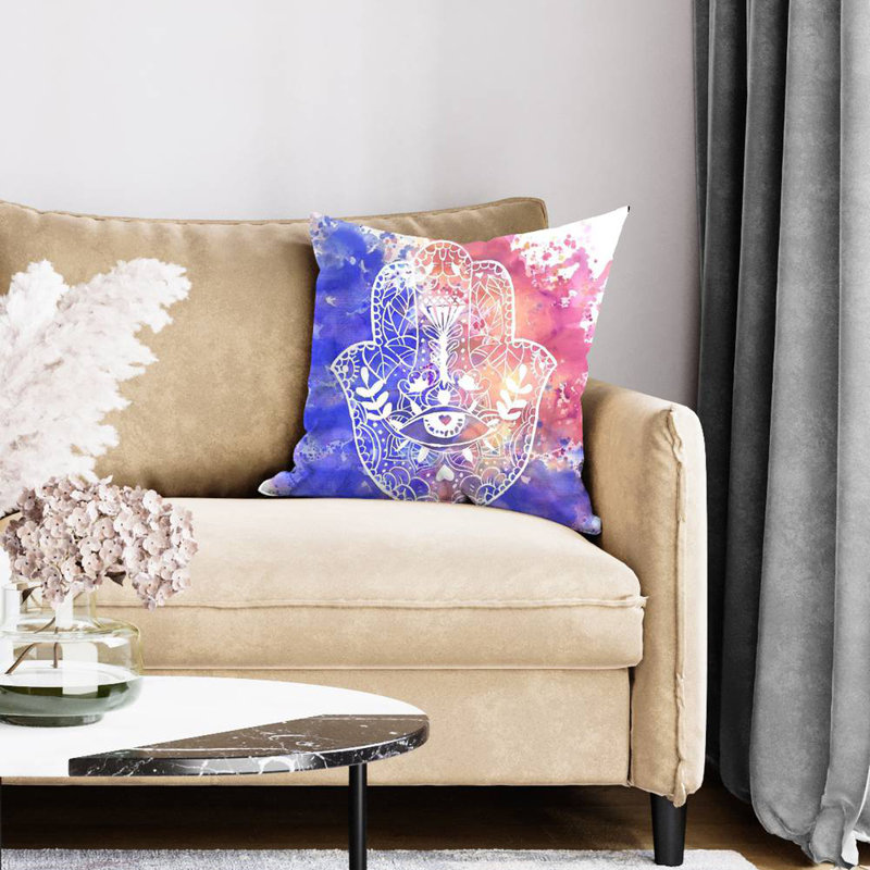 Hamsa hand - 20"x20" Throw pillow cover - Poly twill - Print on demand