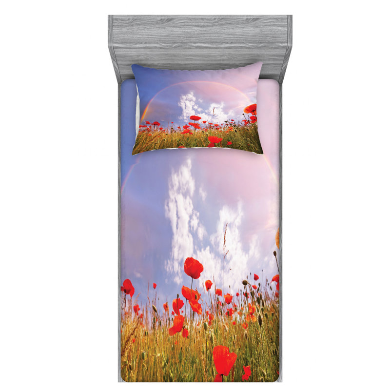 Poppy Microfiber Sheet Set, Twin XL Sheet Set with Fitted Sheet