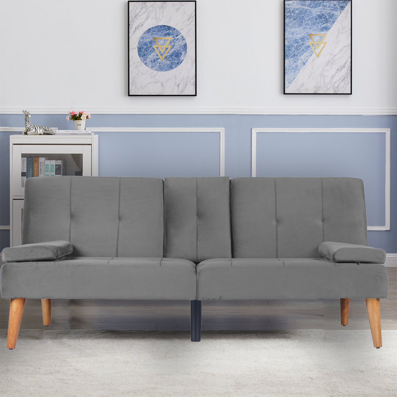 Canapé-lit 65,3 po, Velours gris velours