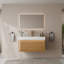 Meuble-lavabo flottant de 36 po avec lavabo, plateau en pierre frittée blanc de Carrare, armoire en chêne clair cannelé, tiroir à capteur DEL, mural, pré-assemblé-232181354-232181358