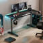 Steel Computer Desk with Built-In Electrical Outlet