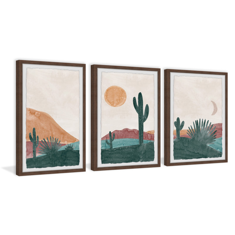 A Desert Oasis by Marmont Hill - 3 Piece Single Picture Frame Painting