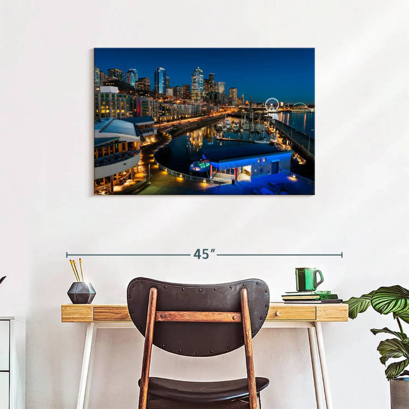 Ravi Seattle Night Skyline, 24" H x 36" W