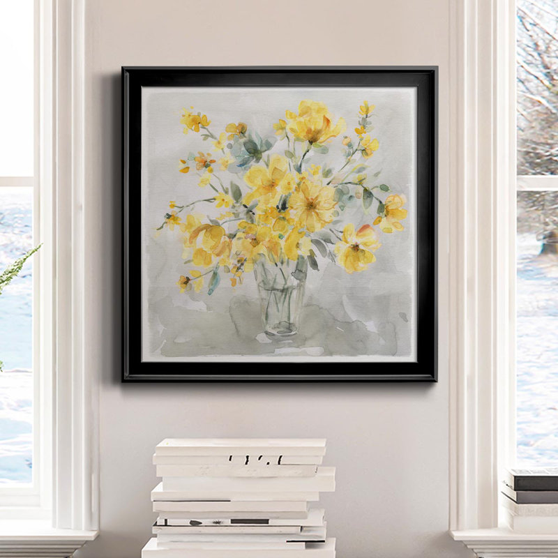 Sunshine Bouquet - Peinture sur toile encadrée, H 17,5 po x l 17,5 po x P 1,5 po, Noir