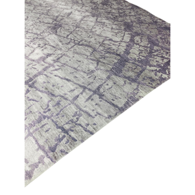 Tapis moderne noué à la main gris / taupe, Rectangle 8 pi 11 po x 11 pi 8 po