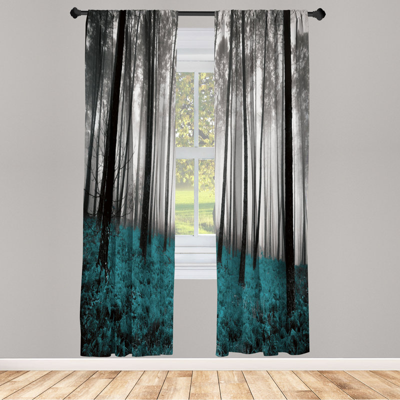 George Oliver Curtains, 28" W x 95" L, Teal Black