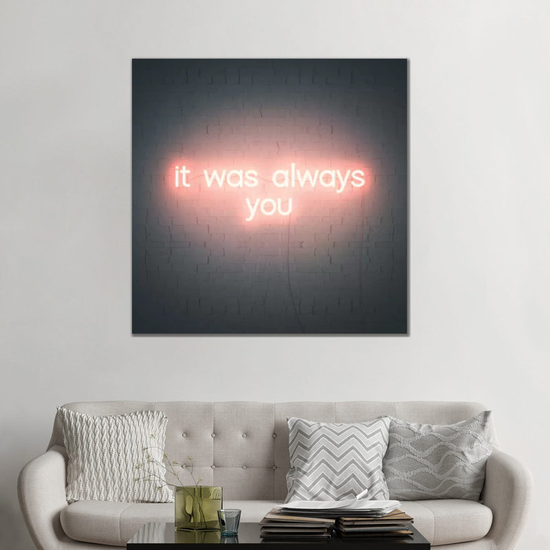 «Neon Love III» par Grace Popp - reproduction d'art textuel, H 48 po x l 48 po x 1,5 po, Toile tendue, Pas de tapis