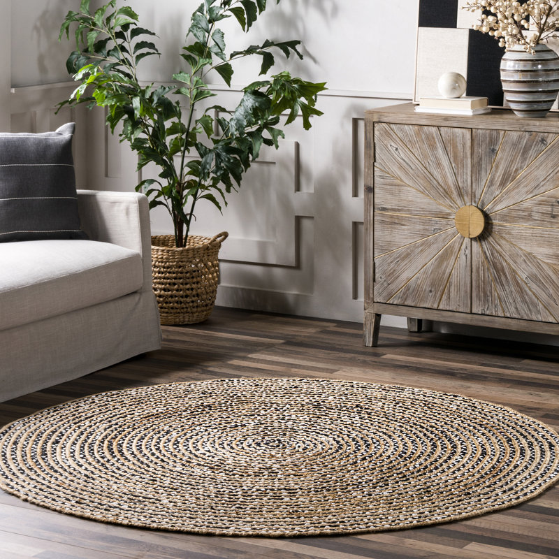 Tapis brun en coton / jute / sisal Kartik, Ovale 5 pi x 8 pi