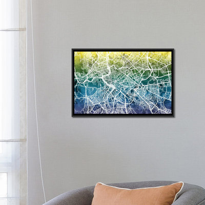 "Color Gradient Urban Street Map Series: Rome, Italie", impression sur toile tendue