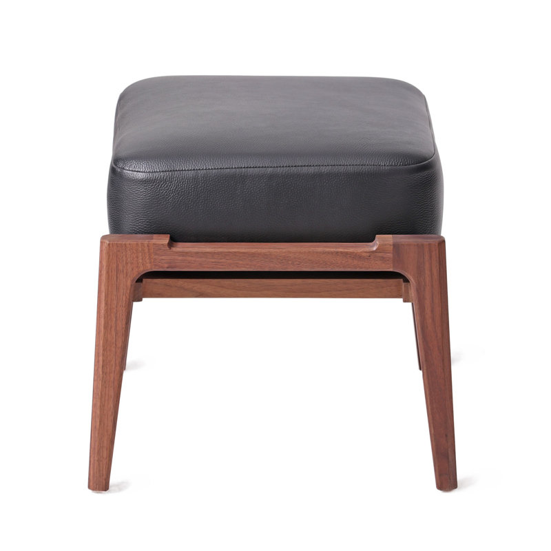 Alva Ottoman, Natural Walnut, Black