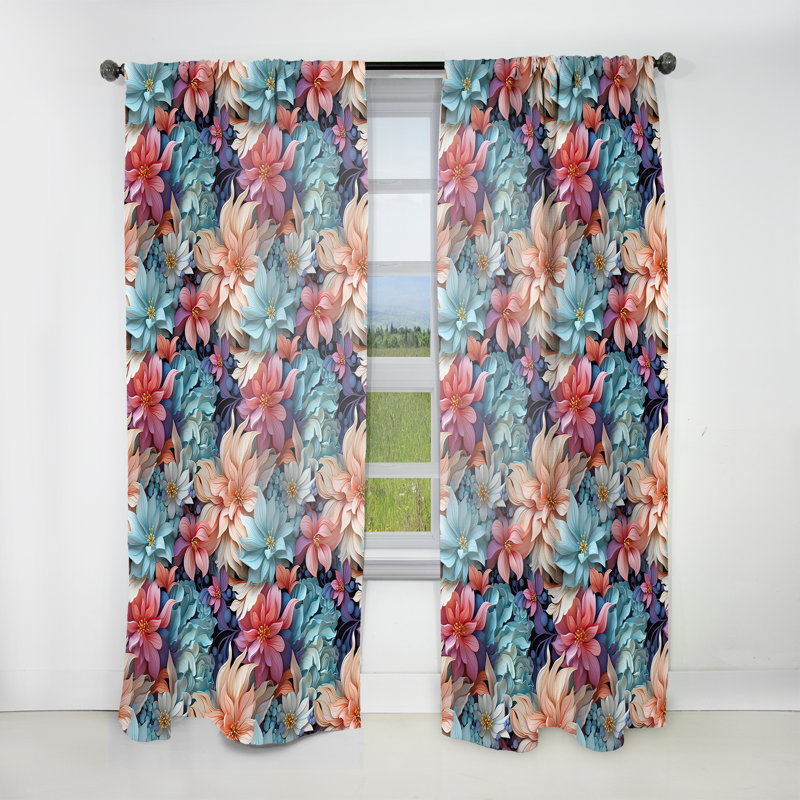 Barnain - Rideau floral - Rideau floral obscurcissant - 1 panneau, L 52 po x L 95 po