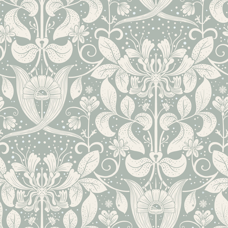 Hjarterum Berit Honeysuckle Trellis 10.05m x 53cm Matte Wallpaper Roll, Blue