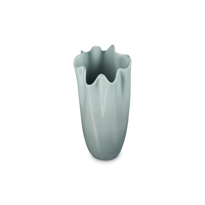 Le Creuset Stoneware Iris Vase, 12 In., Peche, Green