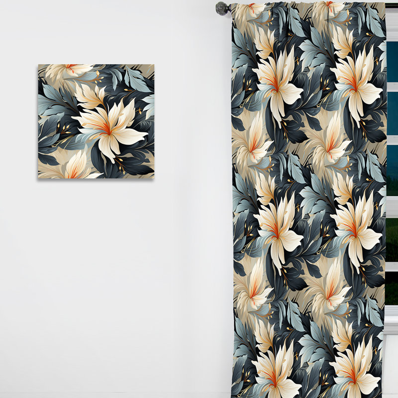 Miroir monochrome motif tropical II - rideau en velours tropical - obscurcissant - 1 panneau, L 52 po x L 120 po