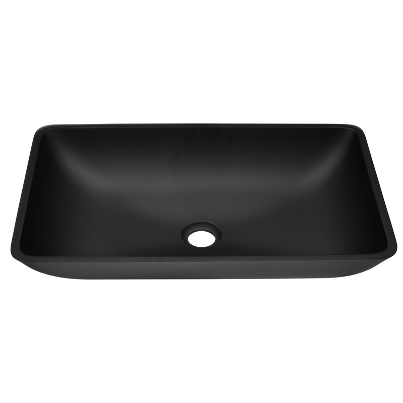 One Bathroom Sink With Matte Black And Practicality - 14.38"L X 22.25"W 4-3/8"H  Note: This Violates Instruction, But Is Shown To Demonstrate Error. In A Correct Response, "And Practicality" Part