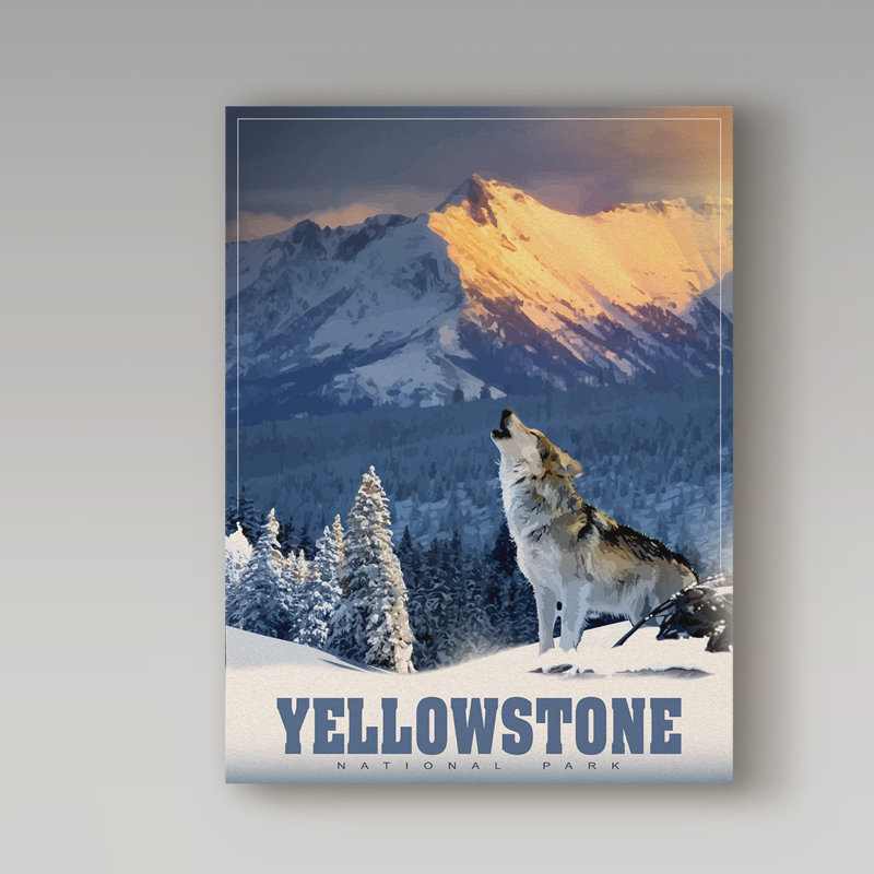 «Yellowstone Wolf» par Croswell, impression sur toile tendue, H 19 po x l 14 po