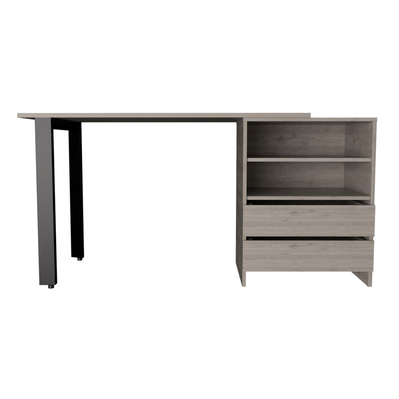 Bureau Malaui 120, deux pieds, deux tiroirs, deux tablettes