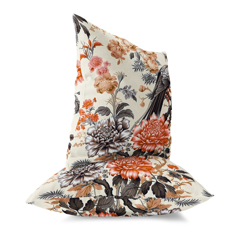Coussin Peacock Panache, H 16 po x l 16 po, Brun / Beige / Orange