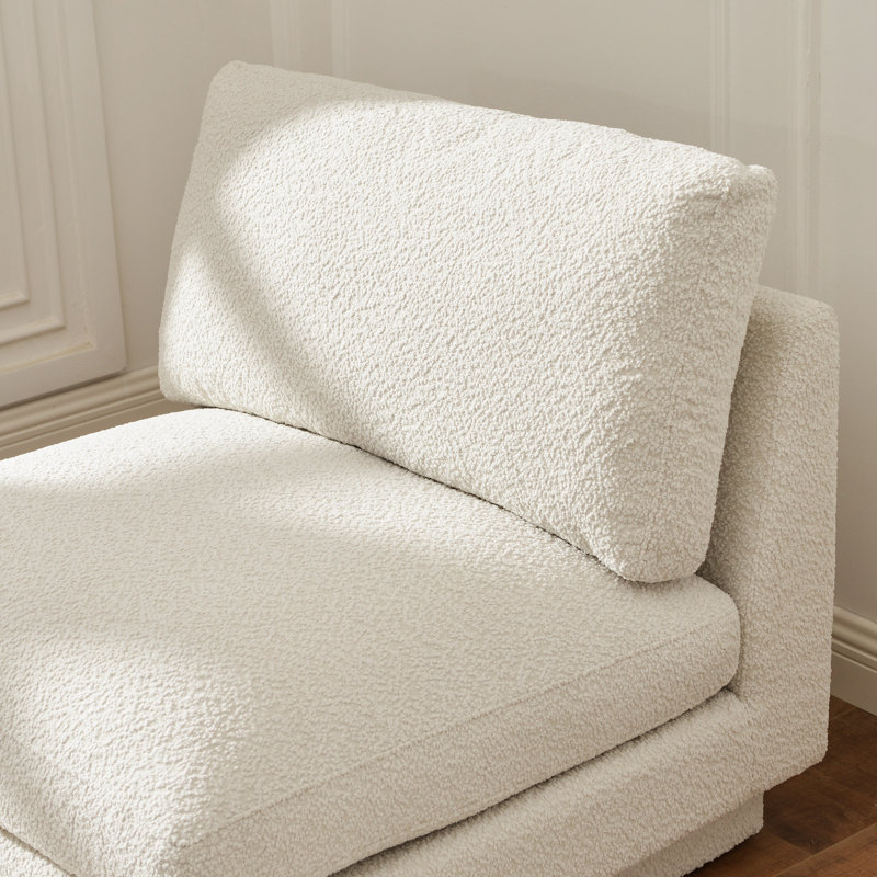 Fauteuil de chambre rembourré Woolf, Crème, crème