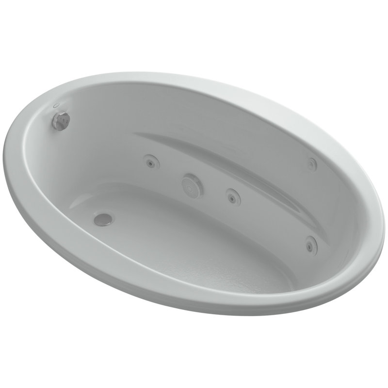 Sunward 60" x 42" Whirlpool Acrylic Bathtub with Heater, Ice Gray