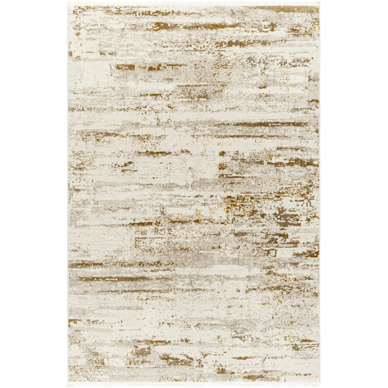 Rectangle Machine Woven Polyester Area Rug in Beige/Brown, Rectangle 9'2" x 12'
