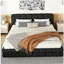 Grand lit plateforme tapissier, noir-129460313