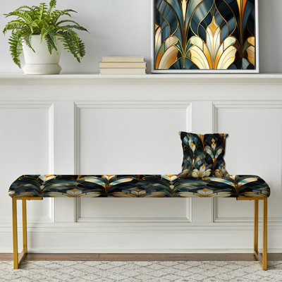 Déco or et marbre émeraude opulence - banc rembourré or marbre