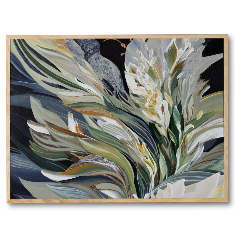 Magnolia Champaca Print by Novi Lim, Natural Floater Framed Canvas, 32" H x 42" W x 2" D, No Mat