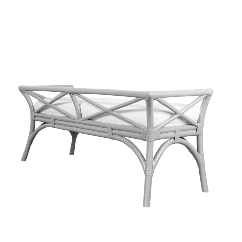 Wicker Bench, Light Gray