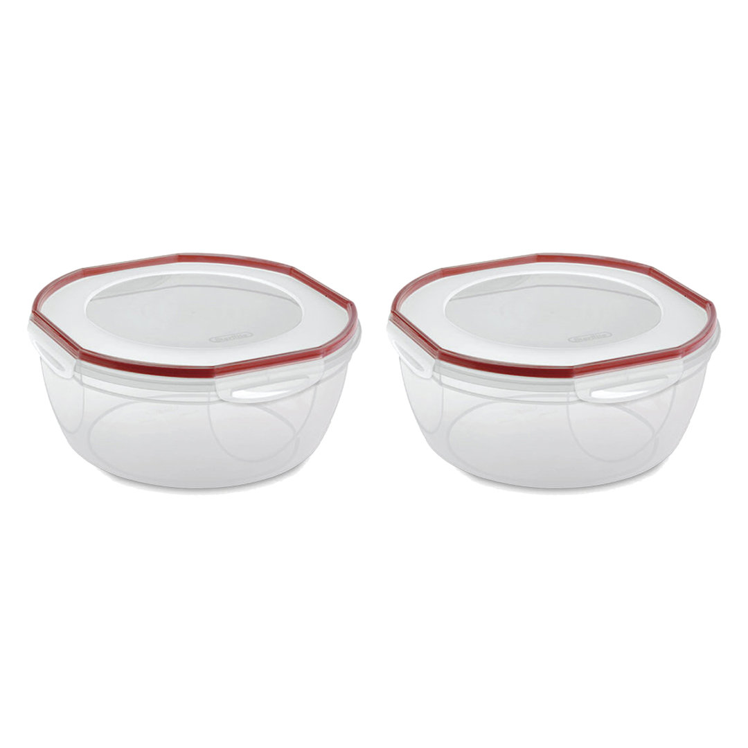 Sterilite Ultra-Seal 8.1 Qt Bowl, Large Airtight Food Storage Container, Latch Lid, Dishwasher Safe (Set of 2) Sterilite