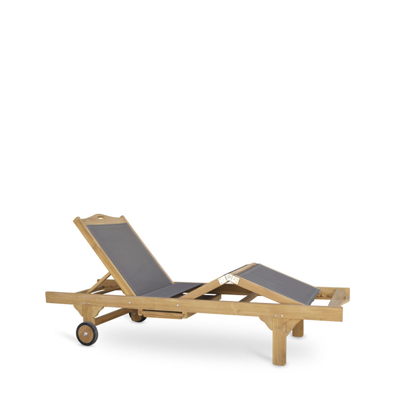 200cm Long Reclining Teak Single Chaise