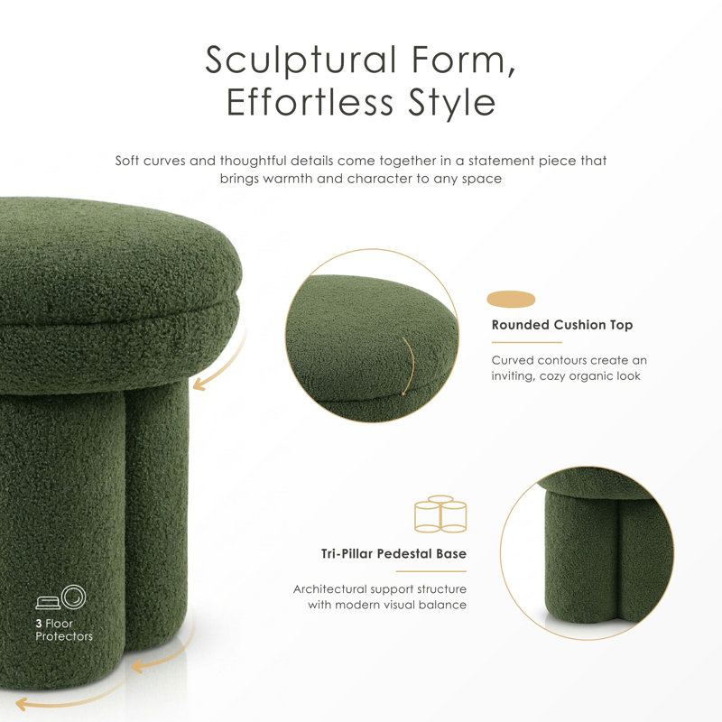 Baumann Mushroom Upholstered Ottoman, Green
