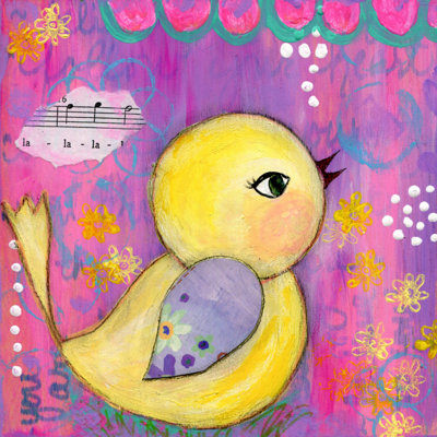 «La La Birdie» par Jill Lambert, reproduction sur toile tendue