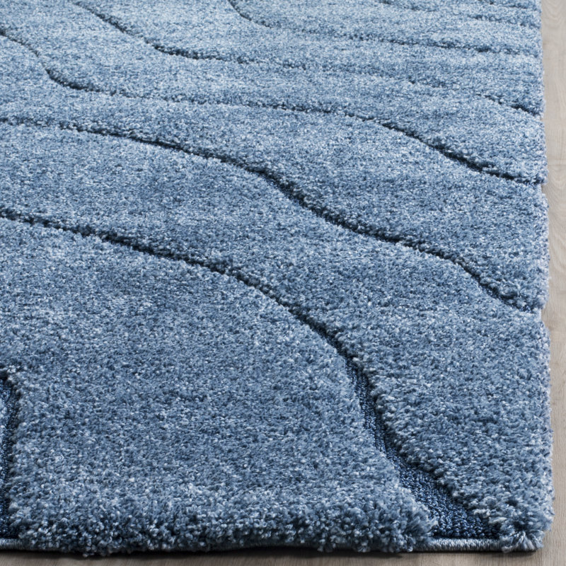 Ashal Abstract Blue Area Rug, Rectangle 9' x 12'