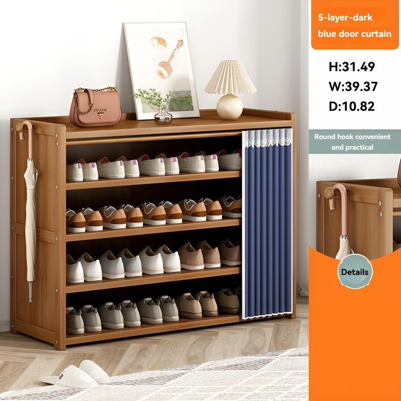 Armoire à chaussures d'entrée, rangement multicouche, armoire à chaussures en bois massif à l'épreuve de la poussière