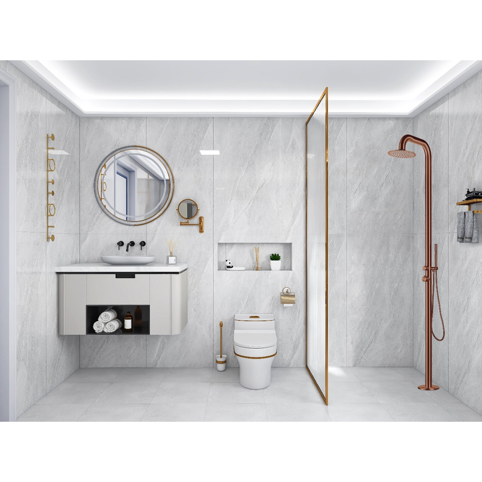 Freestanding Outdoor Shower, Rose Gold