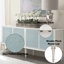 Armoire console Ansaldo blanc perle et argent scintillant