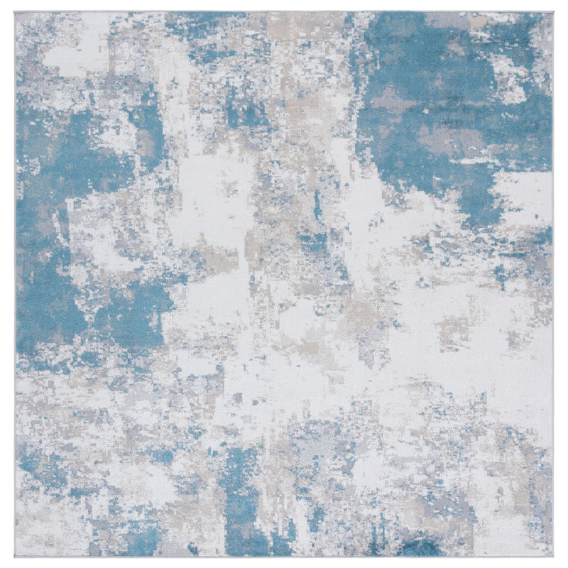 Bayside 128 Performance Machine Washable Abstract Rug, Square 6'7"
