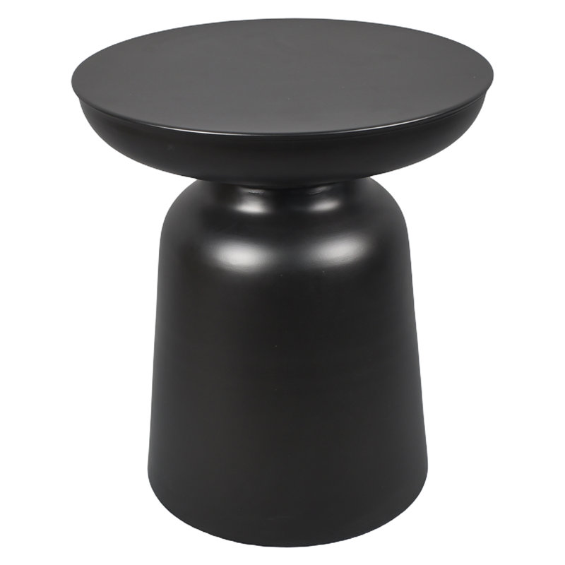 Table de bout ronde en métal Shenna, Noir mat