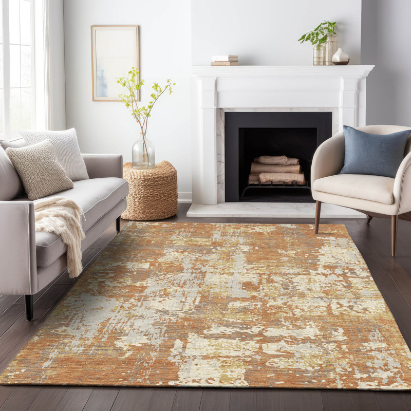 Tapis intérieur / extérieur orange Caelan , 10 pi x 14 pi